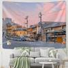 Kyoto Street Scene Tapestry  Sunset Over Traditional Buildings  Unique Wall Art for Home Decor Bedroom  Japan Lover Gift