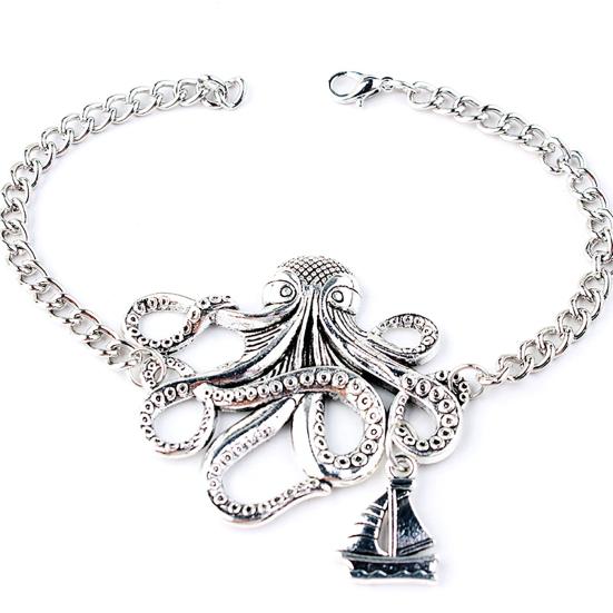 Kul unisex legering blekksprut design armbånd smykker kjede bryllup tilbehør
