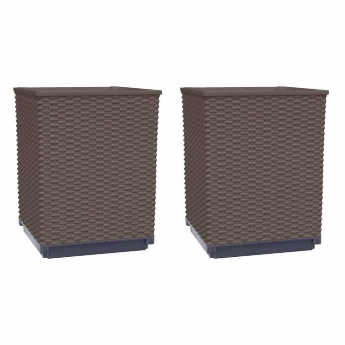 VidaXL Jardinières 2 pcs marron 30x30x37 cm polypropylène 364184