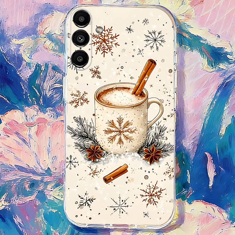 

Christmas Winter Coffee Clear Phone case suitable for Samsung S30,S25,S24,S23,S21,S22,S20,S10,5G,FE,lite,PIus,Ultra Transparent SamsungS20plus5G