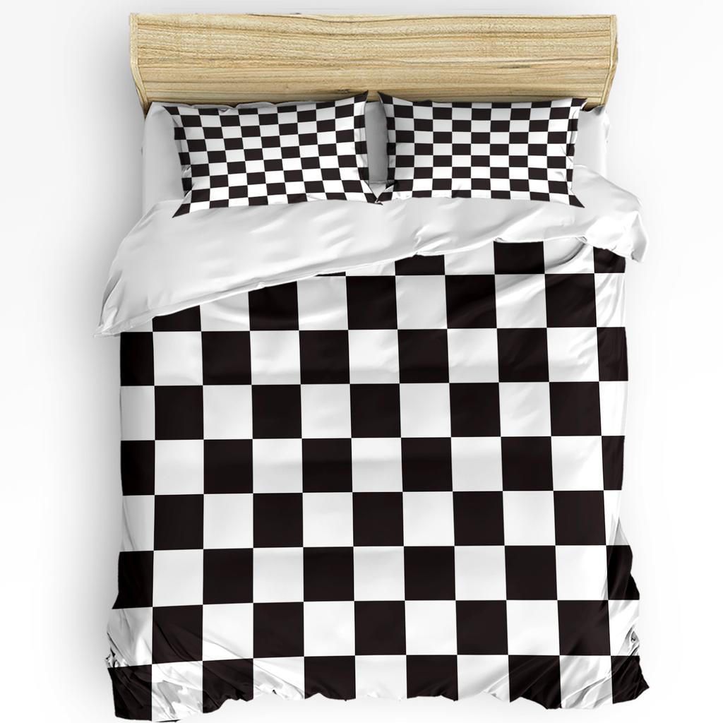 3pcs Bedding Set Pink Plaid Home Textile Duvet Cover Pillow Case Boy Kid Teen Girl Bedding Covers Set