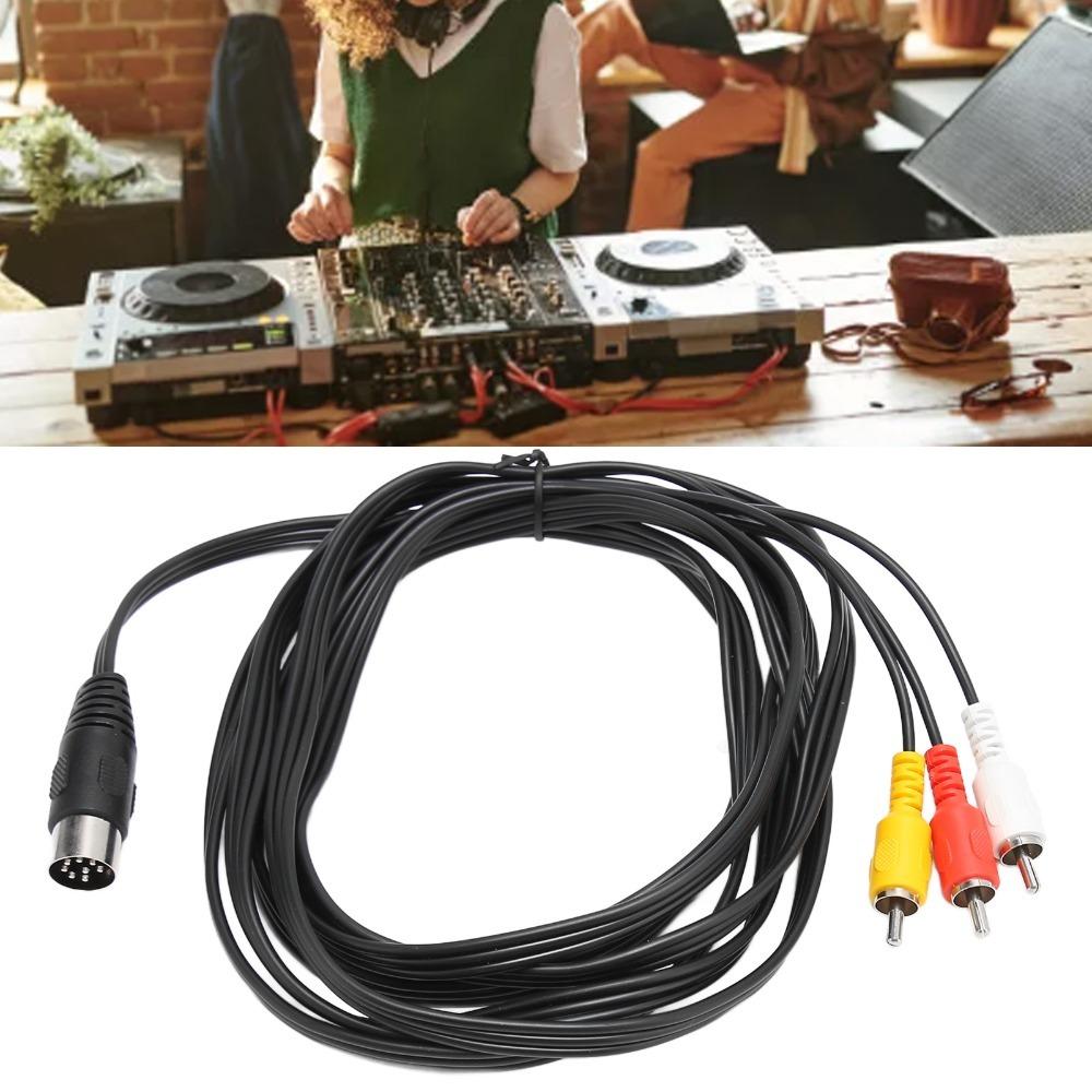 Flexible DIN 8 Pin Male To 3RCA Male Cable 9.8ft DIN 8 Pin To 3RCA  Musical Instrument