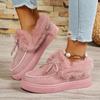 2025 New Solid Color Furry Females Feetwear Women Winter Cotton Shoes Plush Warm Snow Boots Ladies Casual Flat Short Boots