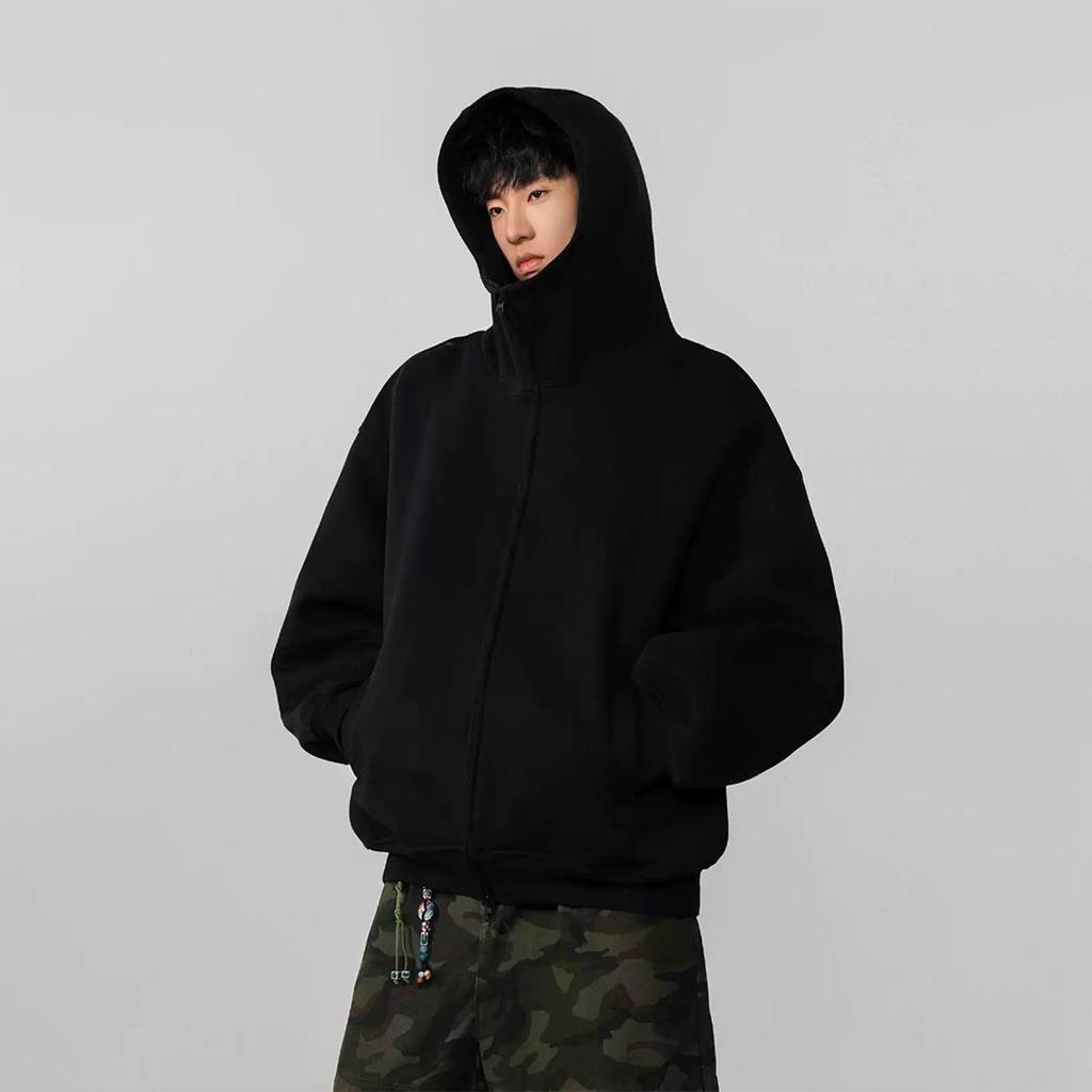 Unisex Oversized Fleece-Lined Hoodie Cardigan: American Style Autumn/Winter Casual Jacket