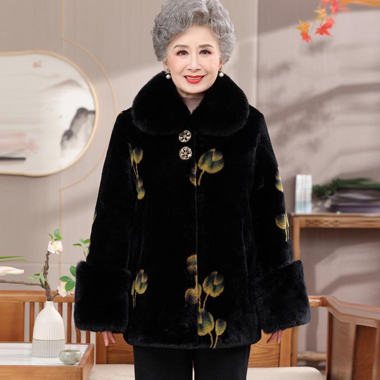 2025 Faux Mink Velvet Coat: Stylish, Thickened Outerwear for Middle-Aged & Elderly Women, Ideal for Autumn & Winter