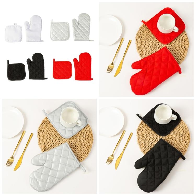 High Temperatures Resistant Kitchen Gloves And Pad Microwave Safe Pot Holder Polyester Grilling Baking Accessories