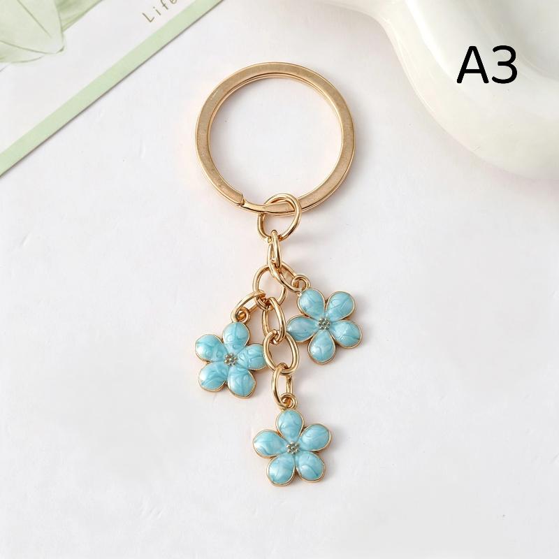 Lovely Cherry Blossom Keychain Three Flower Pendant Key Ring Fashion Bag Accessory for Girls Birthday Gift School Bag Decor