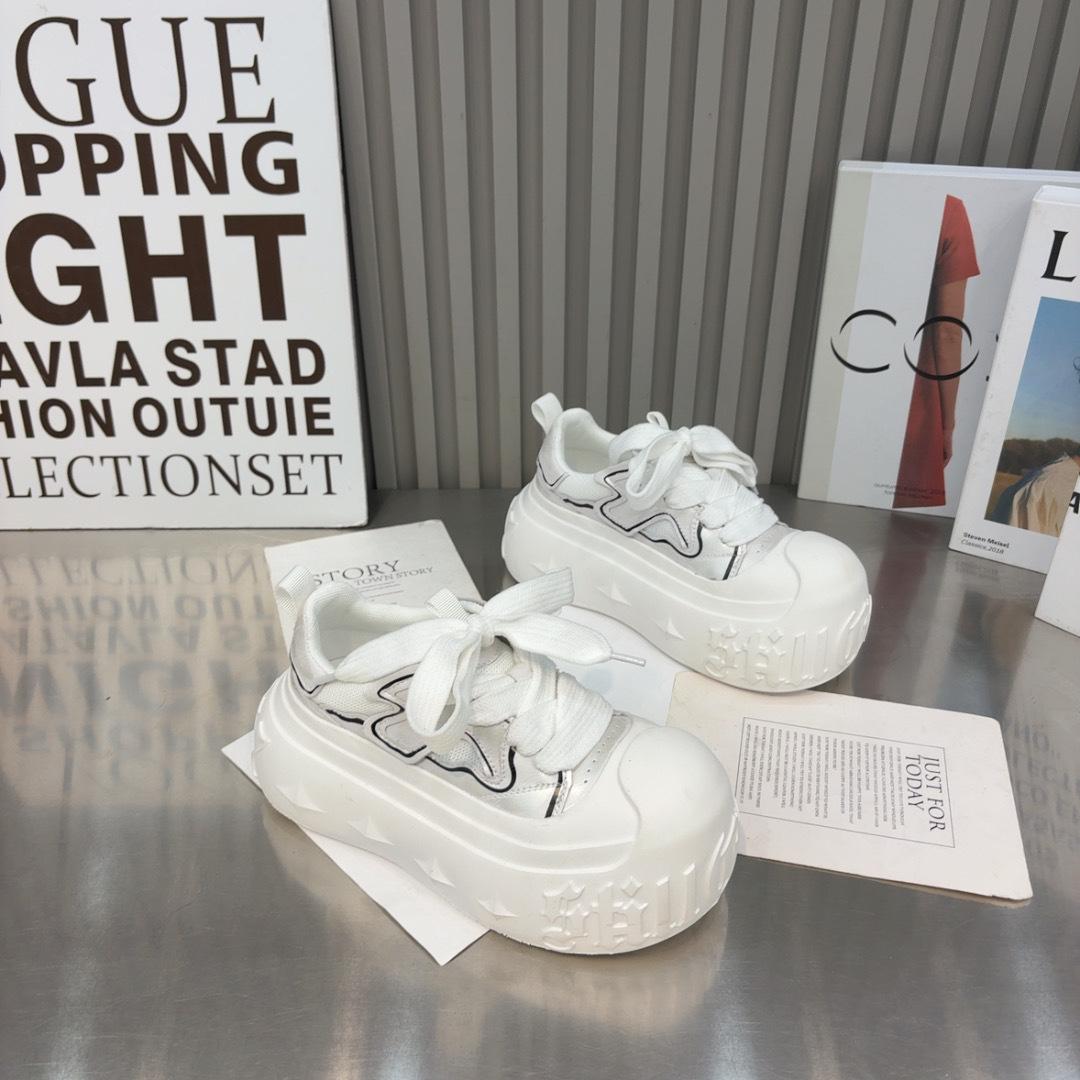 

Casual doll head heightening bread shoes women s spring and summer 2025 new big head muffin breathable net thick-soled white shoes 35 білий