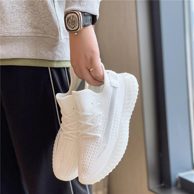 

Coconut shoes men s 2025 new lace-up fly-woven shoes couple s little white casual breathable mesh shoes 350 sports women s shoes 44