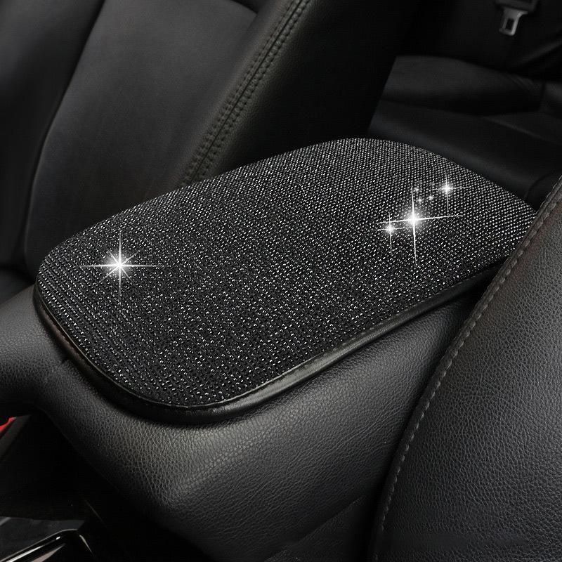 Auto Center Console Pad Crystal Bling Car Armrest Seat Box Cover Protector Universal Fit Diamond Car Decor Accessories for Women