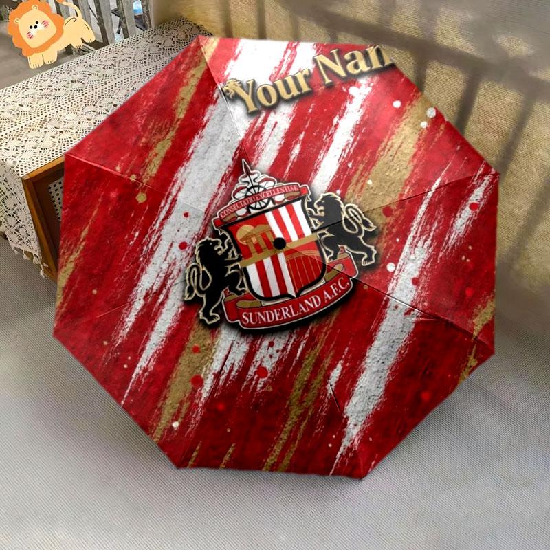 1 PC Automatic Folding Umbrella - Sunderland A.F Custom Name Pattern, Portable & Foldable Design with 8 Ribs, Christmas Birthday Gifts
