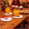 Handmade Crochet Santa Claus Coasters Set Of 4, Durable Fabric Drink Coasters Trays, Festive Table Decor,Unique Christmas Gift