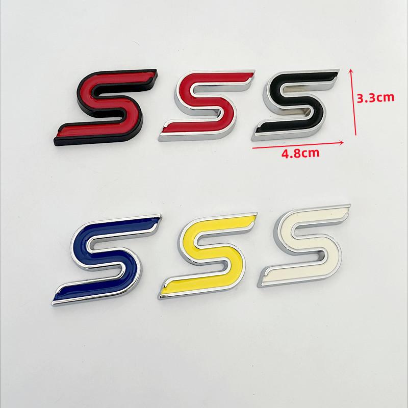 3D Metal S Logo Front Grille Emblem Badge Car Rear Trunk Stickers For Focus Fiesta Escape Ecosport Kuga Mondeo Accessories