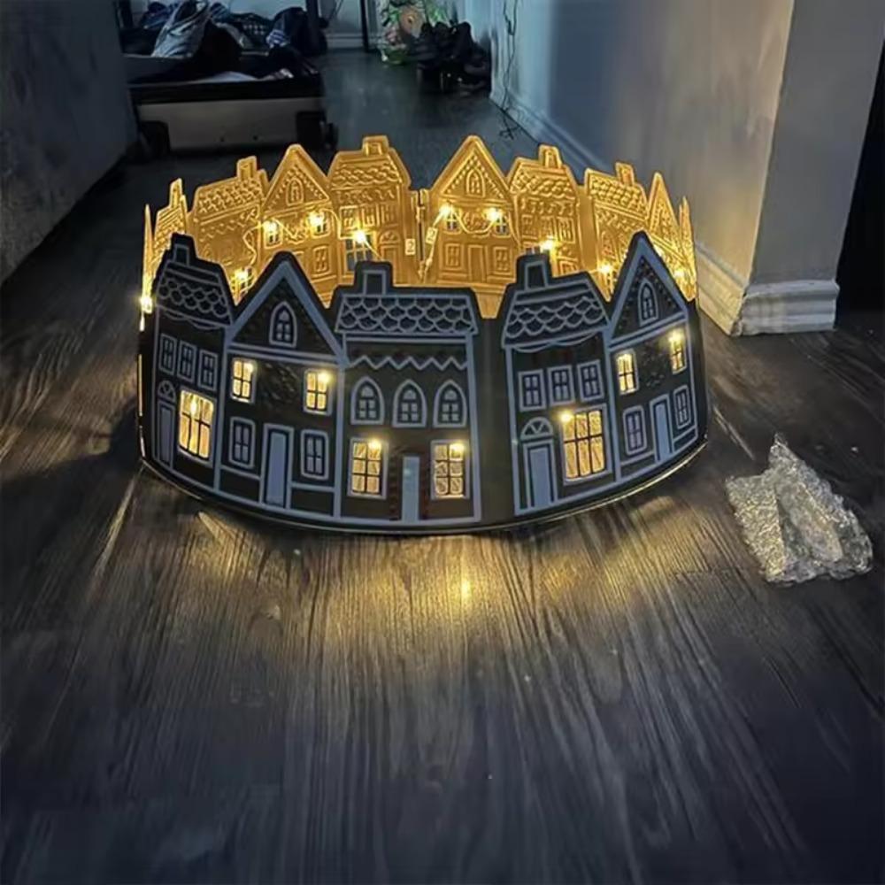 Gingerbread House Christmas Tree Skirt LED Xmas Tree Base Cover Christmas Tree Collar  Market