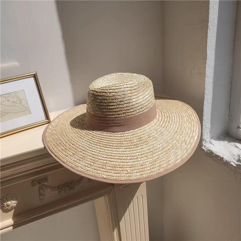 Sommerstrohhut mit breiter Krempe Strohhut mit Strohschleifenrand für Reisen am Meer Sonnenhut Sombreros para el sol
