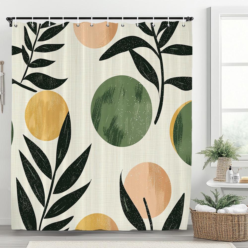 1pc Autumn Leaves Shower Curtain, Bathroom Decorative Shower Curtain, Printed Polyester Fabric Shower Curtain with Hooks
