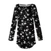 Women's Fashion Casual Round Neck Floral Long Sleeve T-shirt Pullover Long Sleeve Top