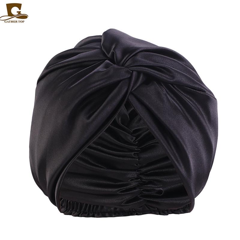 Popular imitation silk double-layer nightcap, cross-twisted cap, shower cap, beauty and makeup hat TJM