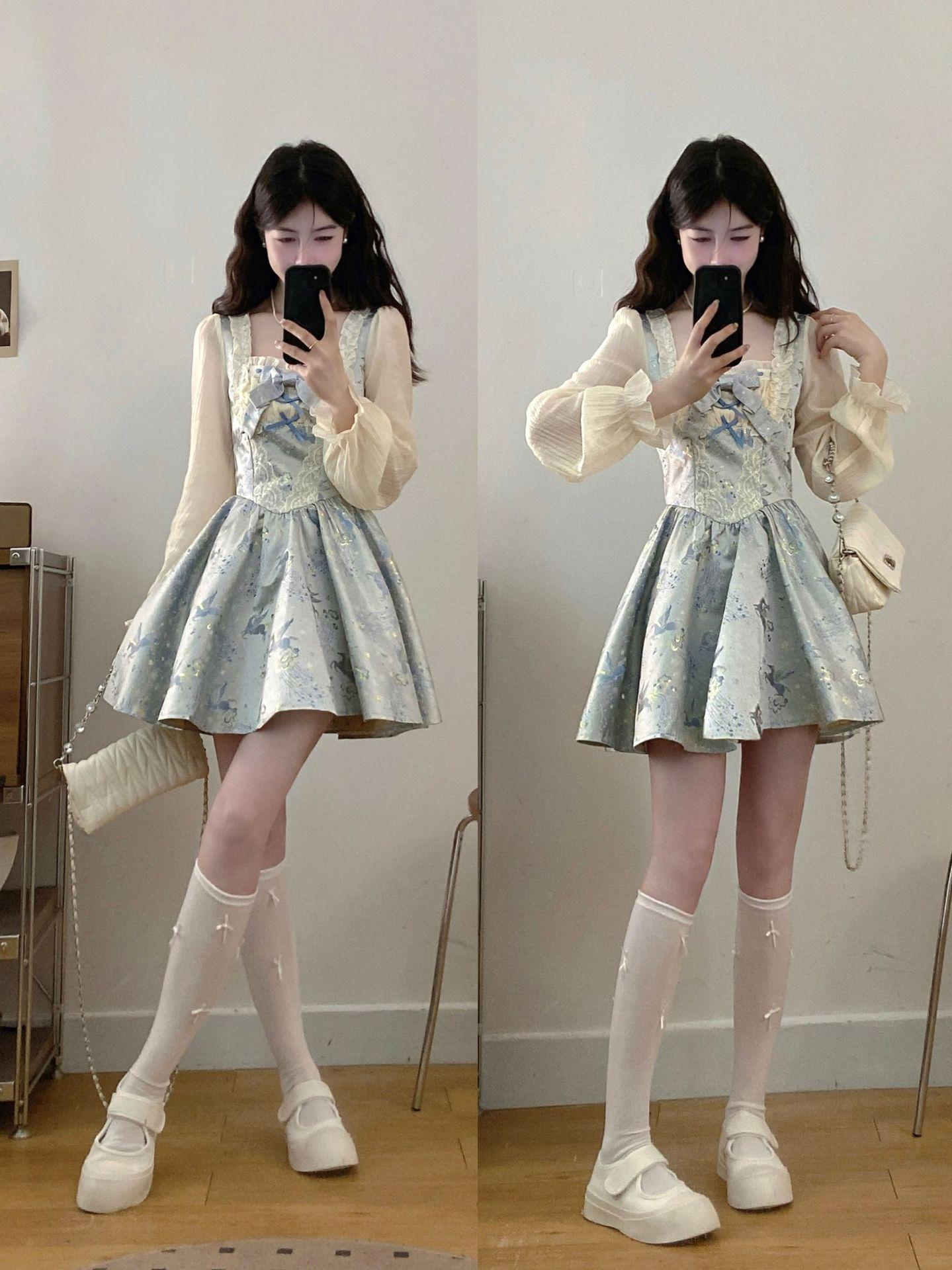 Plus Size Women s Spring French Jacquard Puffy Princess Dress XXL