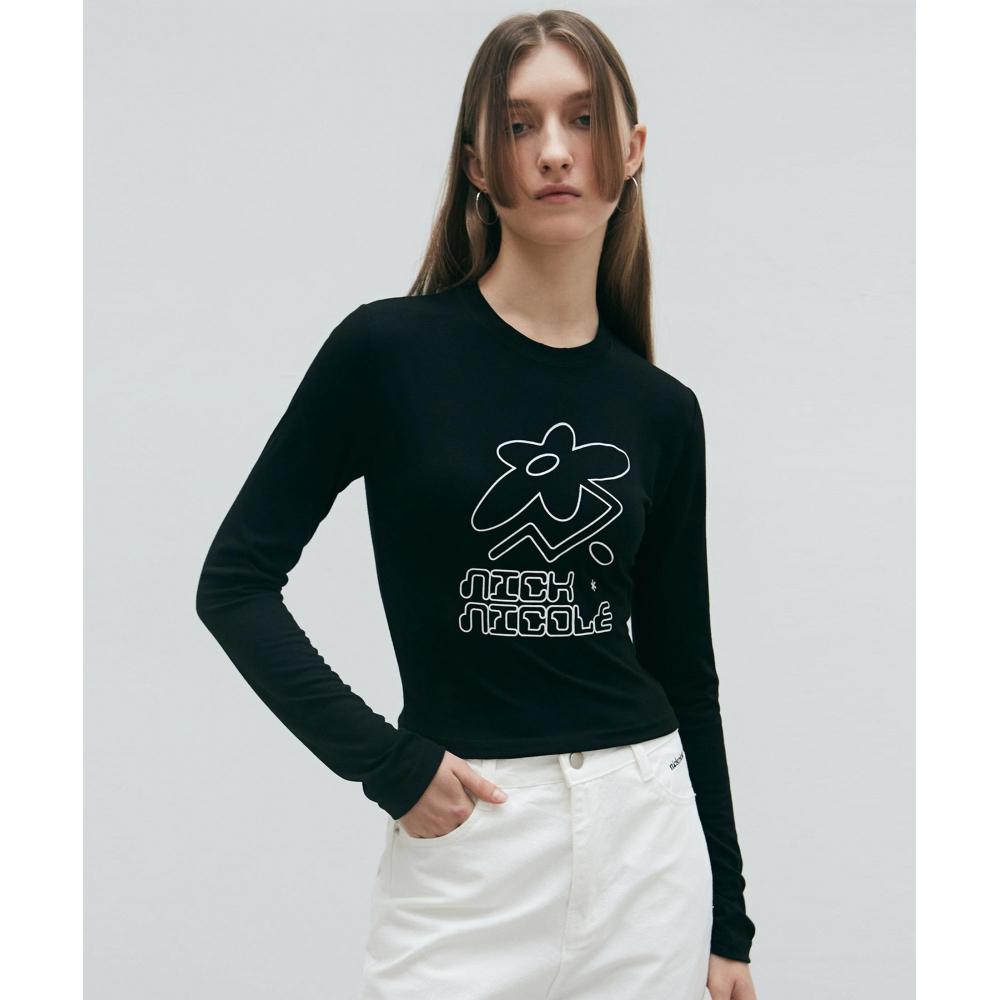 

NICKNICOLE PIXEL NICOLE LS CROP TEEBLACK