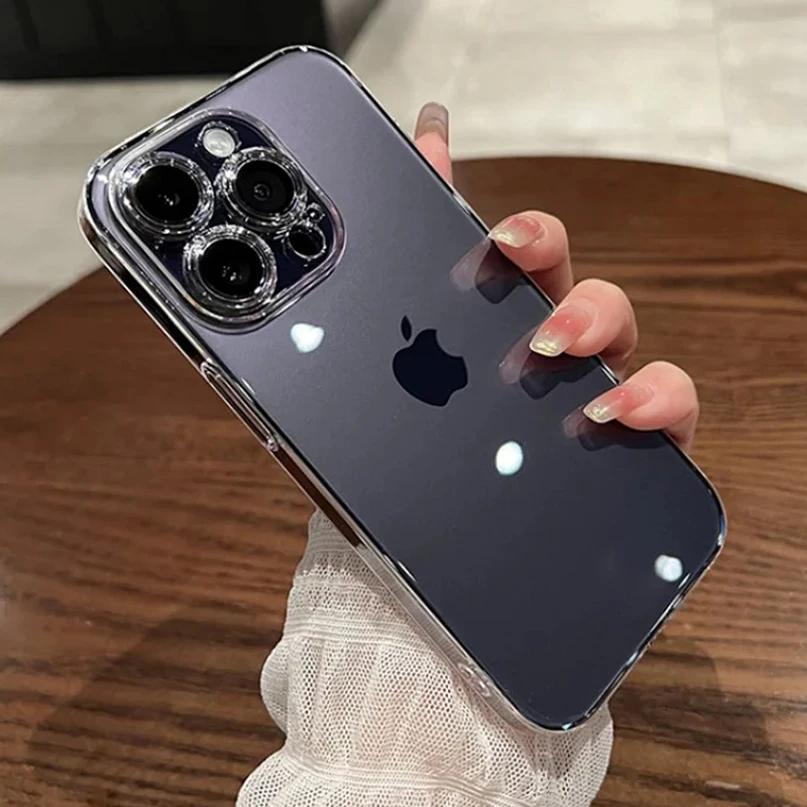 Ultra Thin Phone Case For iPhone 16 15 14 13 12 11 Pro Max 12 13 mini X XR Transparent Camera Protection Slim Soft Back Cover