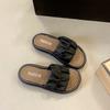 Premium thick-bottomed one-word slippers for women's summer outer wear fashionable new flat-bottomed non-slip casual cool slippers
