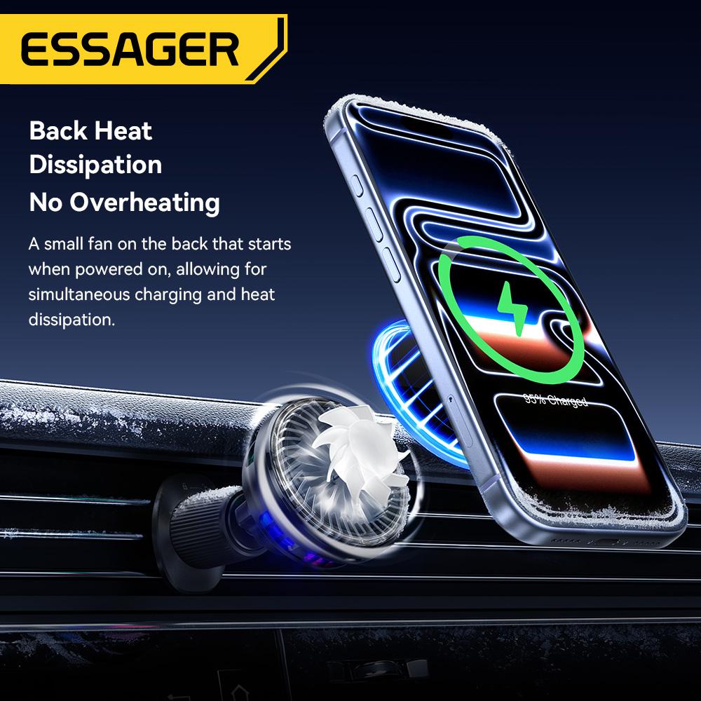 Essager QI2.2 25W Magnetic Car Phone Holder Wireless Charger Stand For iPhone 17 16 15 Pro Max Charging for Magsafe Car Charger