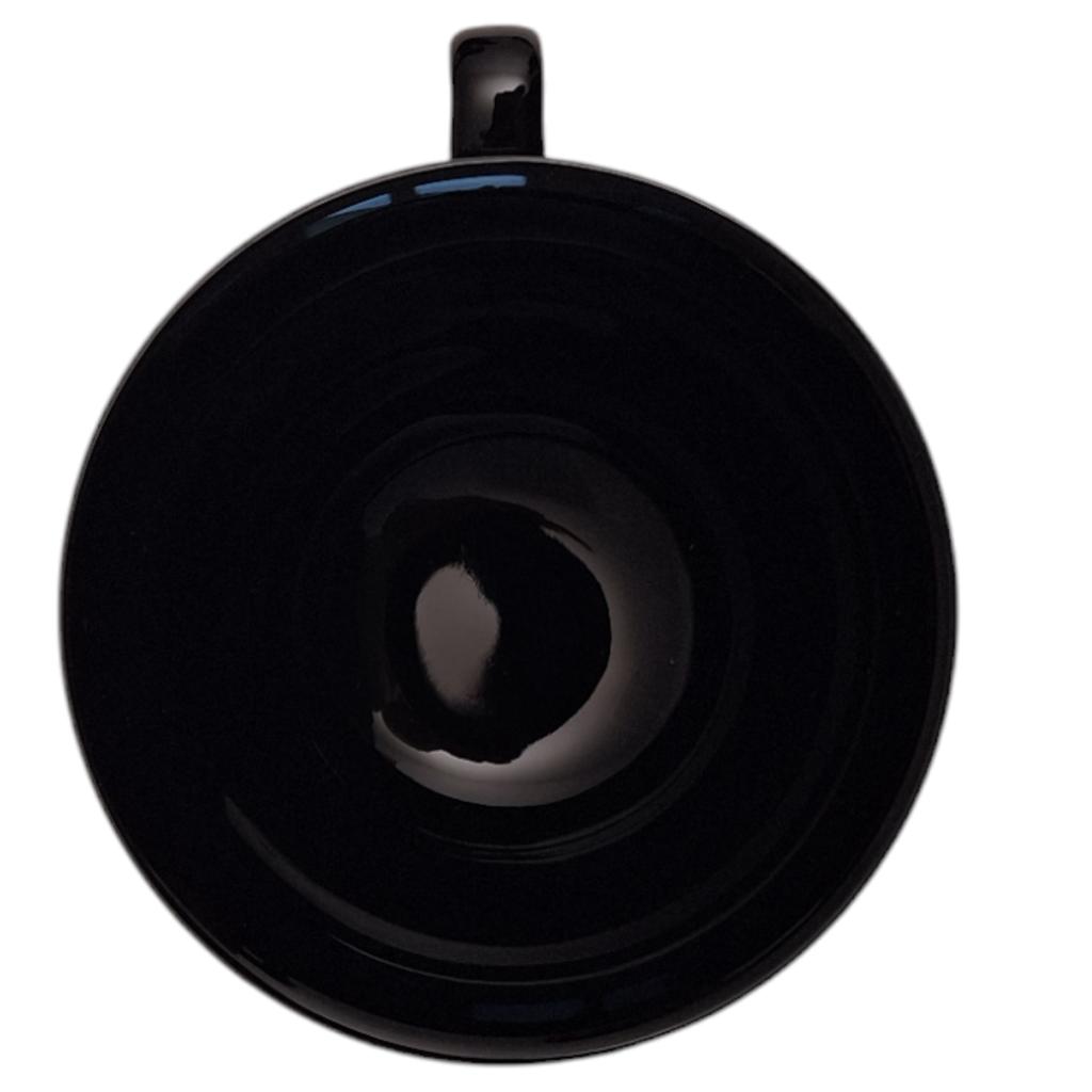 BLACK CERAMIC CUP 260ml WITH OPENWORK SAUCER FOR COFFEE AND TEA