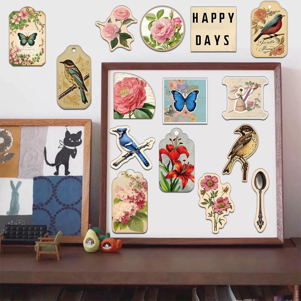 50 Retro Shabby Junk Journal Cartoon Stickers for DIY Decor: Phone Cases, Notebooks, Water Bottles