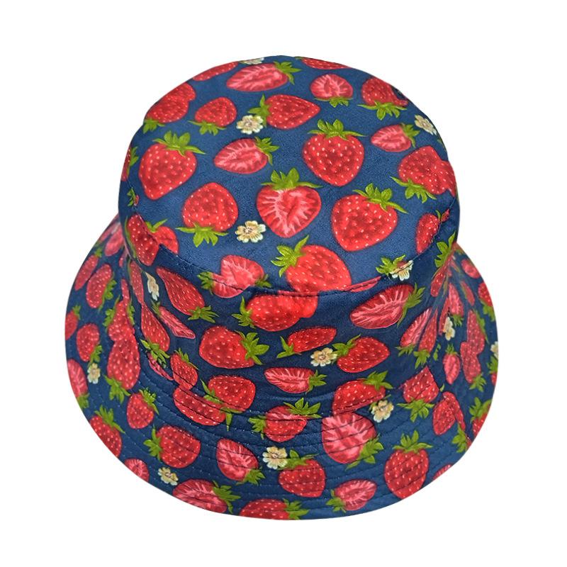 2025 Reversible Unisex Floral Fruit Print Bucket Hat Wide Brim Sun Protection for Beach Travel UPF50+ Fashion Dot Pattern