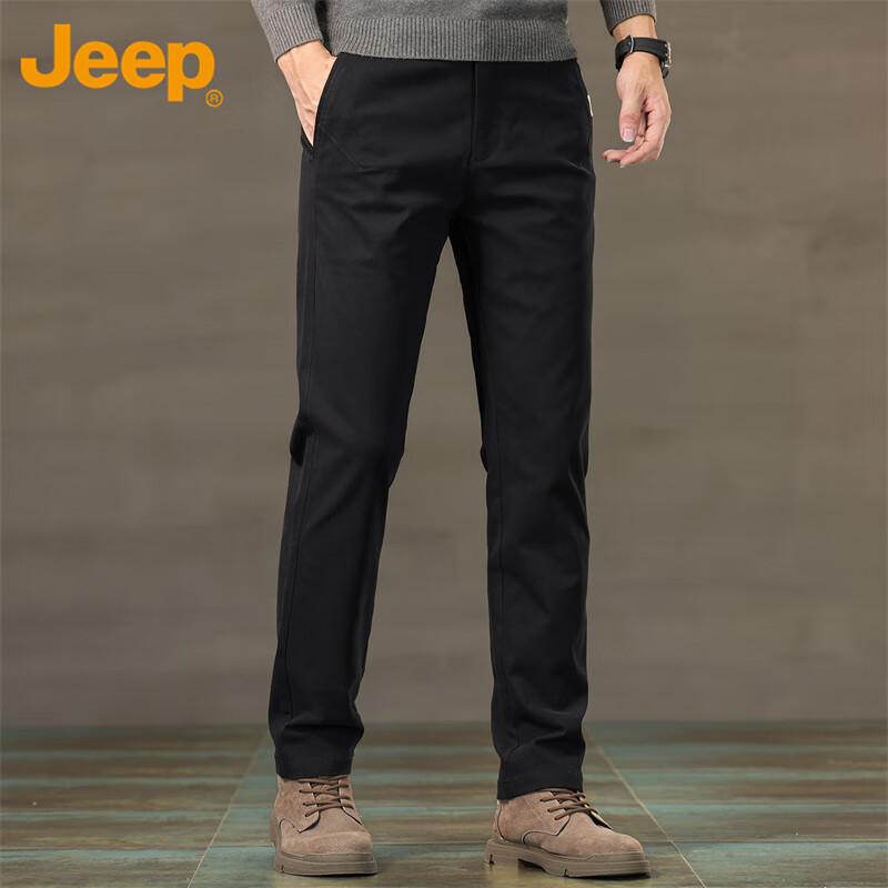 JEEP Casual Pants for Men, Spring And Autumn Business Loose Straight-Leg Trousers, Trendy Versatile Men's Pants, Black, Size 29