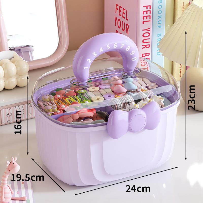 Girl Hair Accessories Storage Box Portable Makeup Organizer Jewelry Storage Box for Hair Ties Hairpin Earring Bracelet Necklace