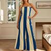 Comfy Wide Leg Jumpsuits For Women Summer Casual Strapless Striped Romper Loose Sleeveless Beach Outfits With Pockets