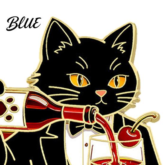 Enamel Animal Brooch Cartoon Red Wine Cat Brooch Kitten Lapel Themed Jewelry Pin Jackets Backpacks Clothes Decorative Accessory for Women Men Pin