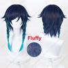 Game Venti Cosplay Wig 42cm Long Blue Gradient Braids Heat Resistant Synthetic Hair