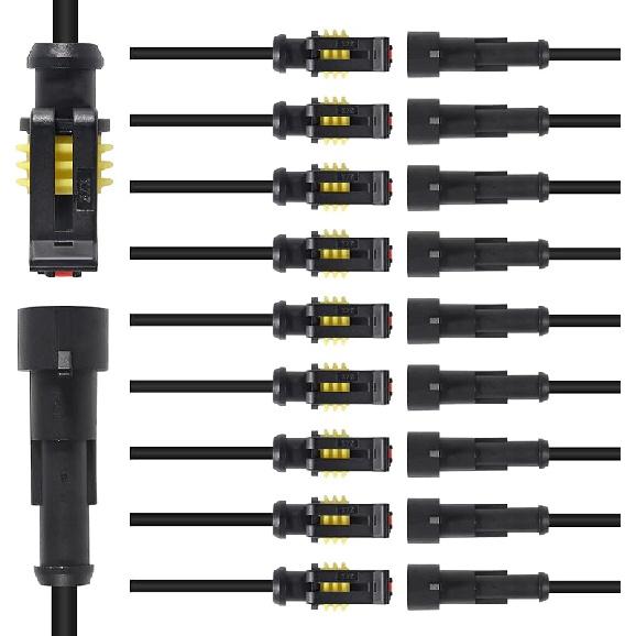 10 Pack 2 Pin Wire Connector 16 AWG Waterproof Automotive Electrical Connectors Deutsch Connector Male And Female Wire Connectors For Car Truck Boat