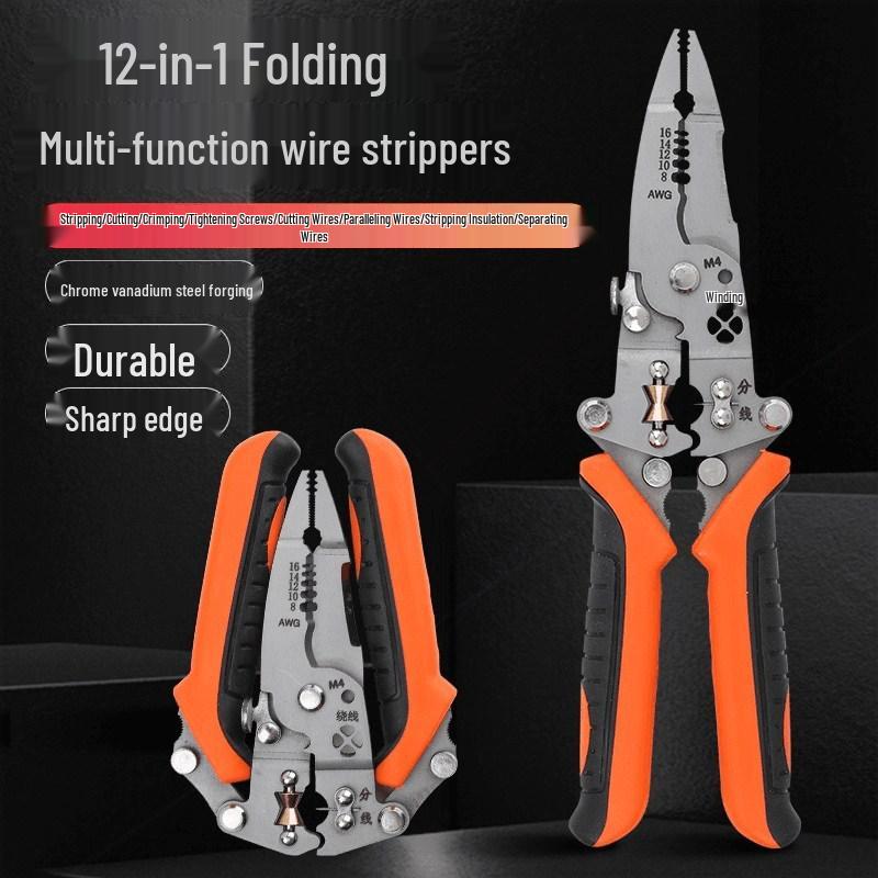 Multi-Function Wire Stripping and Cutting Pliers for Electricians