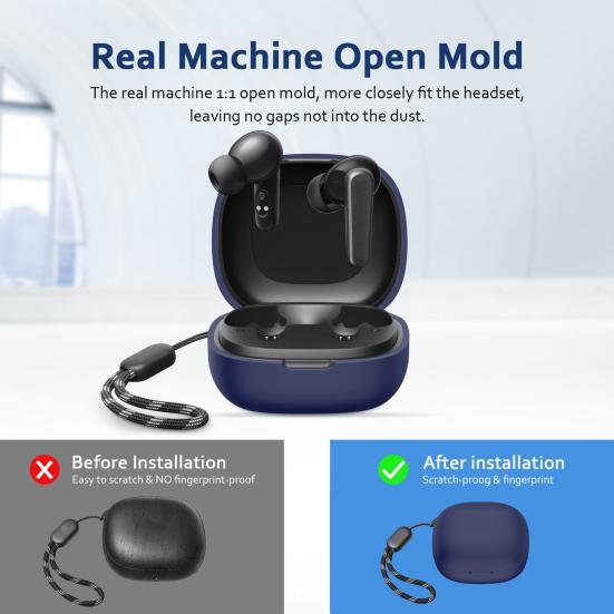 Pokrowiec na słuchawki z pełnym pokryciem i amortyzacją wstrząsów, z wiszącą linką, poduszka na słuchawki bezprzewodowe do Anker Soundcore R50i