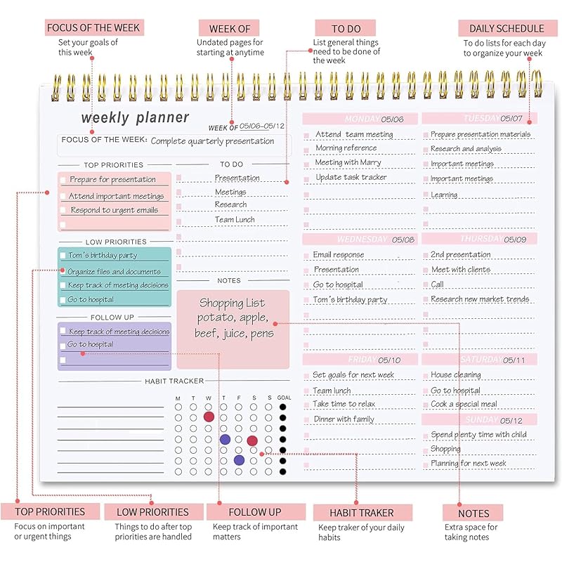 

Accuprints Weekly Planner Notepad With 52 Undated Sheets8.5 11 - Weekly Desk Planner Pad With Spiral Binding For Women
