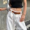 Womens Vintage Brown PU Leather Belt With Alloy Pin Buckle Casual Chic Waist Accessory Jeans Skirts