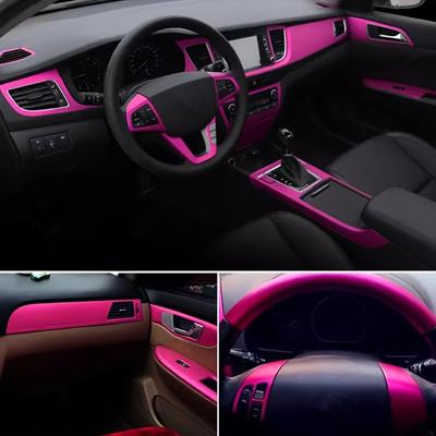 Rivestimento per auto in TPU fibra di carbonio - Pellicola vinilica resistente, autoadesiva, impermeabile | 39,37" X 19,68" | Rifinitura rosa tenue, 1 rotolo