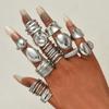 13pcs Fashion Minimalist Elegant Vintage Asymmetrical Geometric Liquid Design Chunky Statement Rings Set For Women Party Jewelry