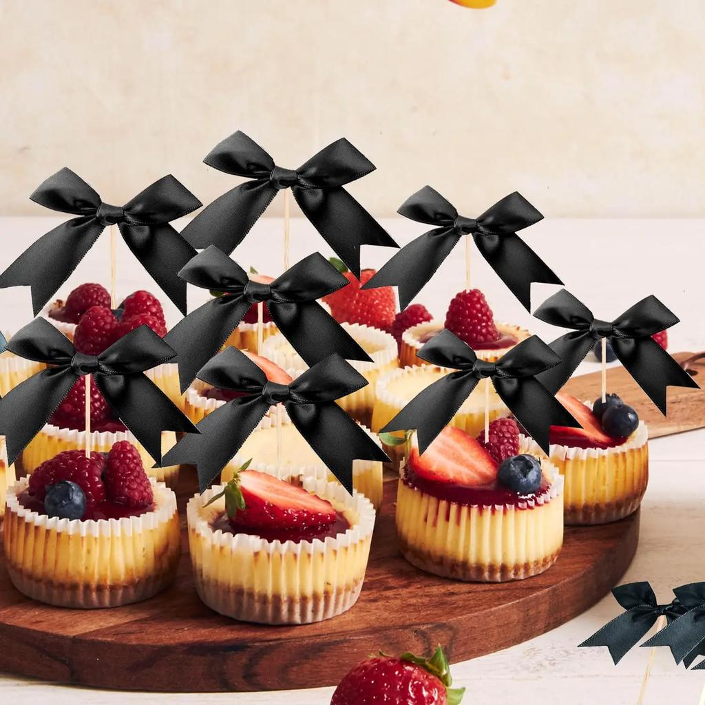 12pcs Pink Bow Cupcake Topper Pink Bow Birthday Decor Coquette Themed Party Decoration Bridal Shower Cake Topper Bow Party Decor