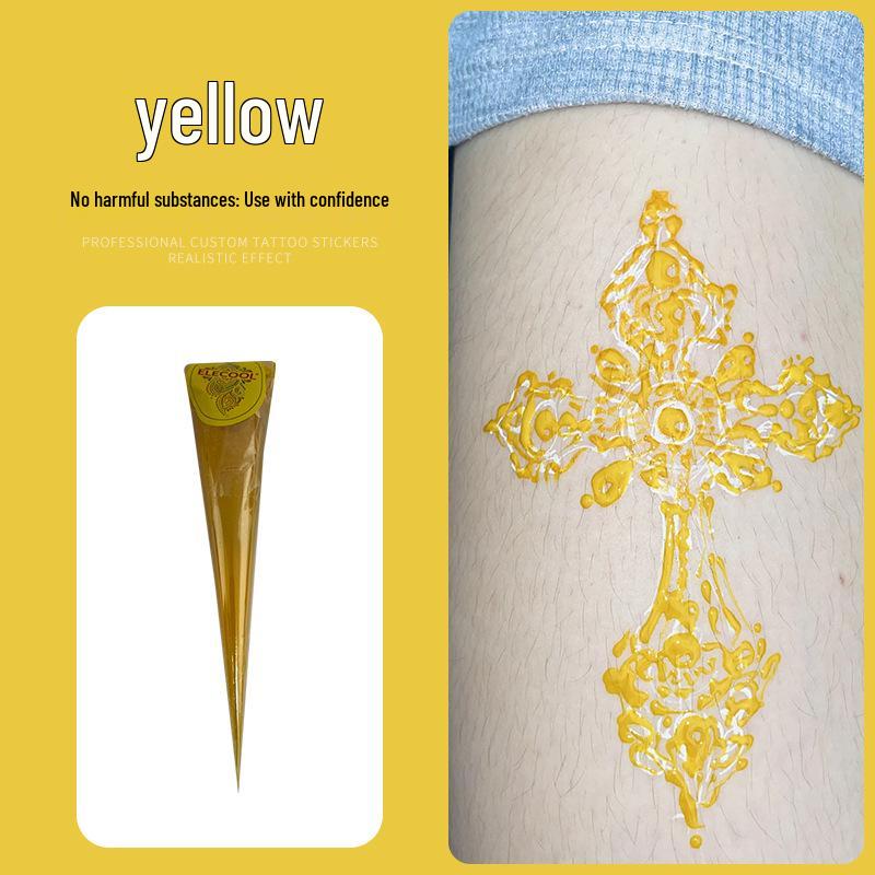 ELECOOL Waterproof Hand-painted Semi-Henna Tattoo Cream with Stencils and Stickers