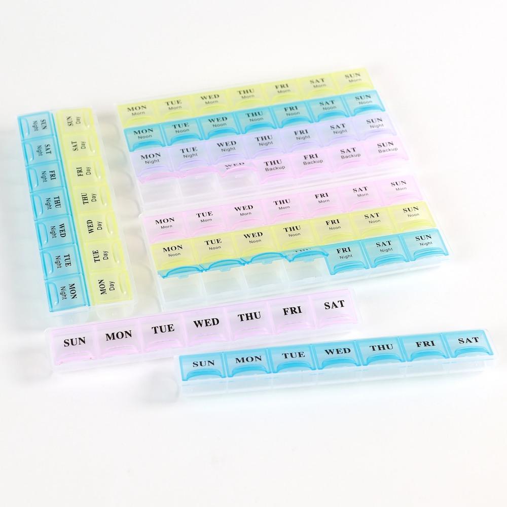 Hot Weekly Premuim Portable 7/14/21/28 Grids 1/2/3/4 Times A Day Pill Storage Cases Box Organizer for Vitamins Medicine Fish Oil