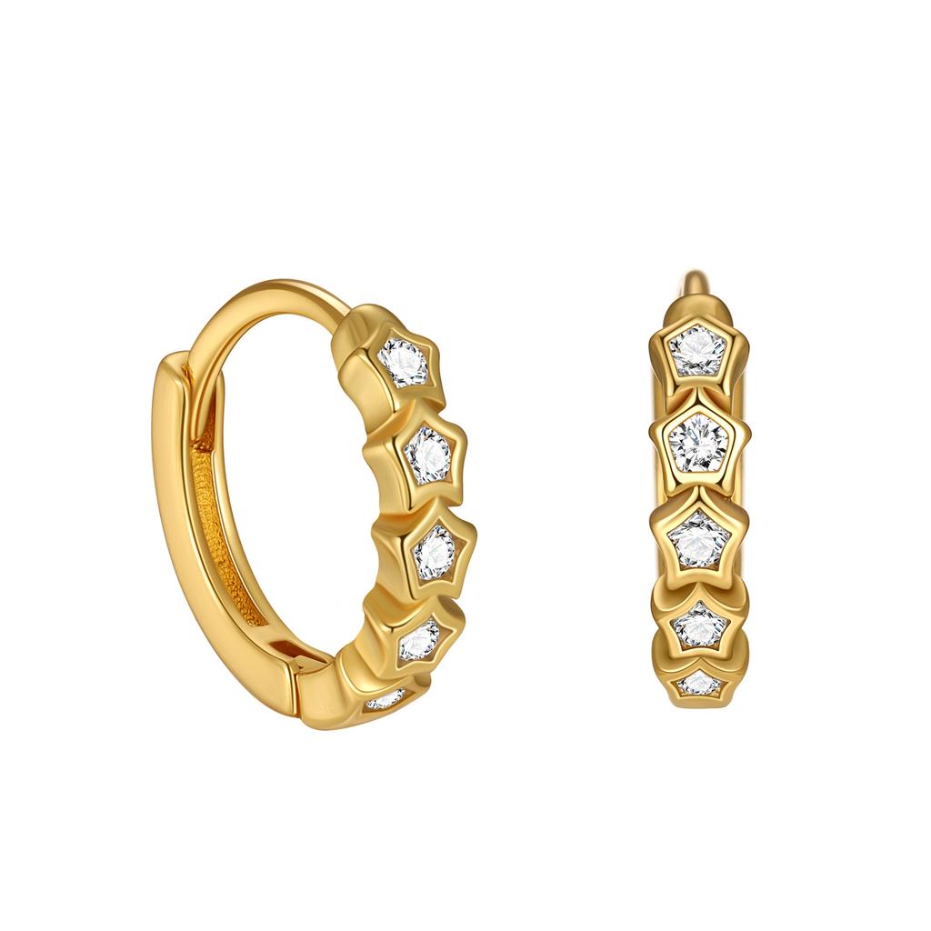 925 Sterling Silver Star Zircon Hoop Earrings for Women, Minimalist Shiny Cubic Zirconia Huggie Earrings Fashion Jewelry Gift