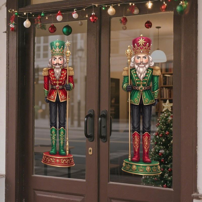 Schiaccianoci Soldato Statico Adesivo da Finestra Rimovibile in PVC Decorazione per Hall Hotel Festival di Natale