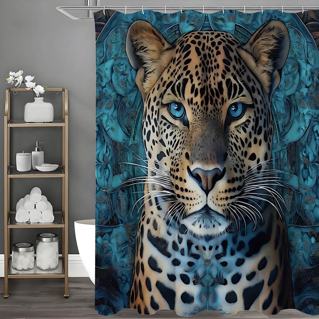 Cool Cheetah Shower Curtain, Bathroom Decorative Shower Curtain, Waterproof Shower Curtain with Hooks