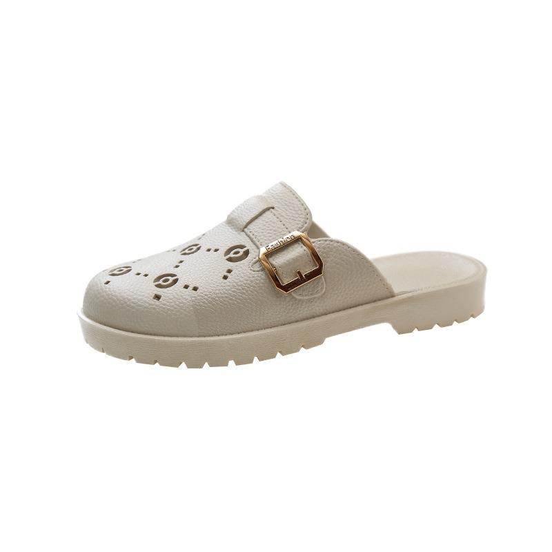 Baotou half slippers breathable and non-slip women's outer wear spring new thick-soled hole shoes versatile lazy