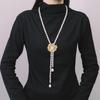Pearl Long Pearl Adjustable Christmas Gift Ways To [Free Bird] Necklace, Necklace, Women's, Pearl, Gold, Peony, Flower, Necklace, Ceremony, Mother's